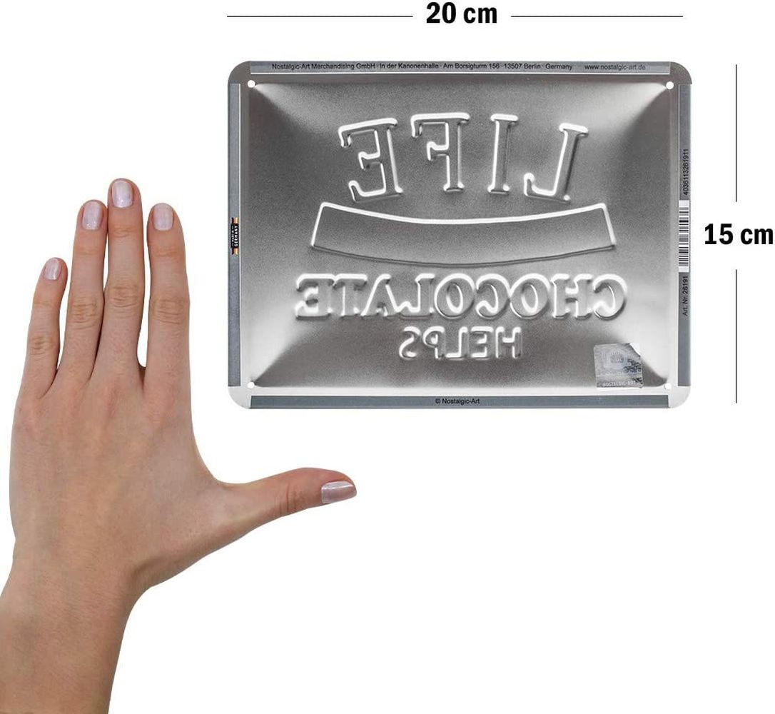 BLECHSCHILD 15/20 cm Word Up Life Happens - Multicolor, Metall (20/15/0.5cm) - Nostalgic-Art