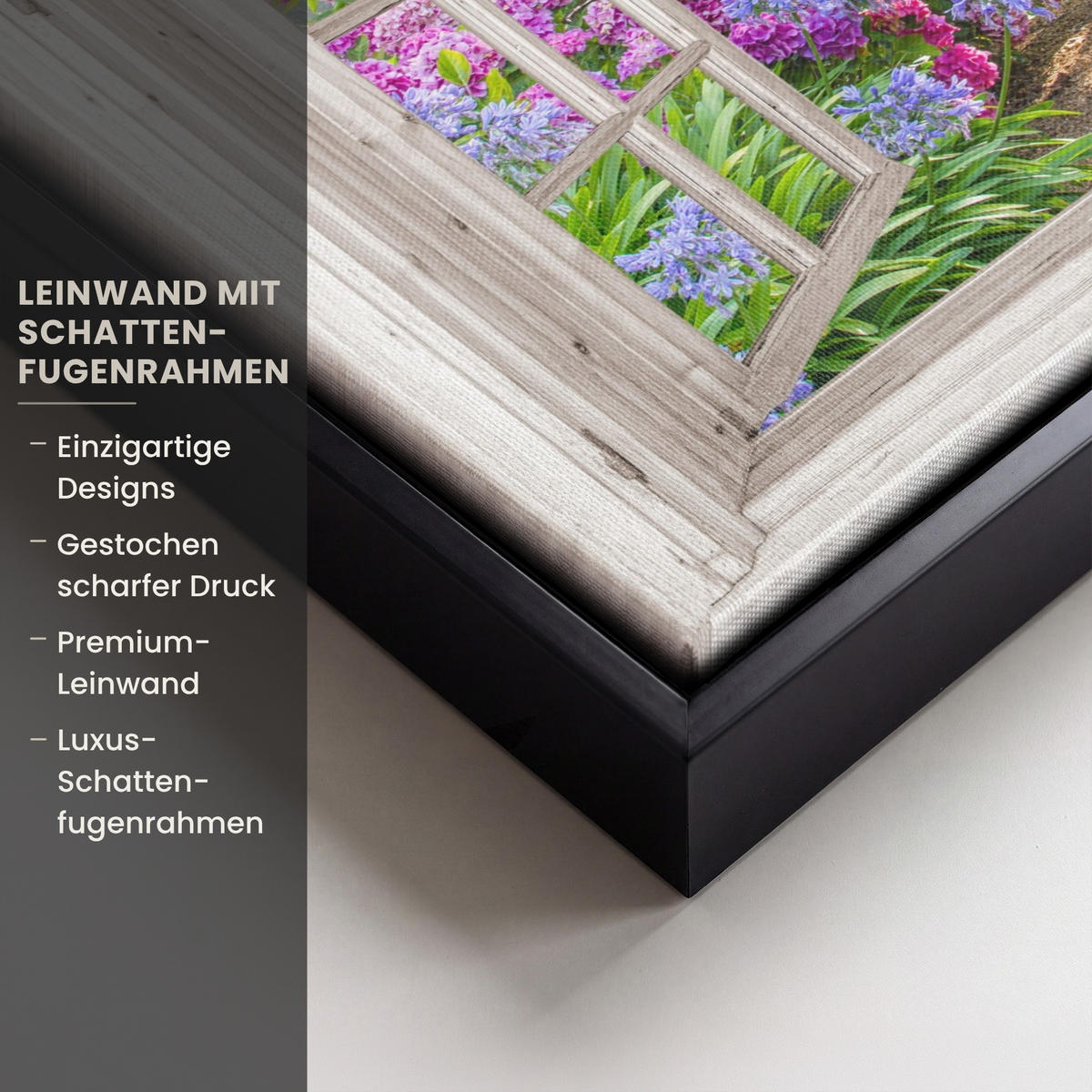 LEINWAND Bilder mit Rahmen - Hortensie - Durchsichtig - Blumen - Sommer - Lila - Weg - 30x20 - Lila, Textil (30/20cm) - MuchoWow