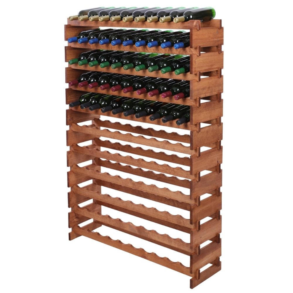 WEINREGAL VINOTECA FLEX PRO HxBxT 149x103x28 110 Flaschen auf 11 Ebene Braun geölt - Braun, Holz (103/149/28cm) - PROREGAL