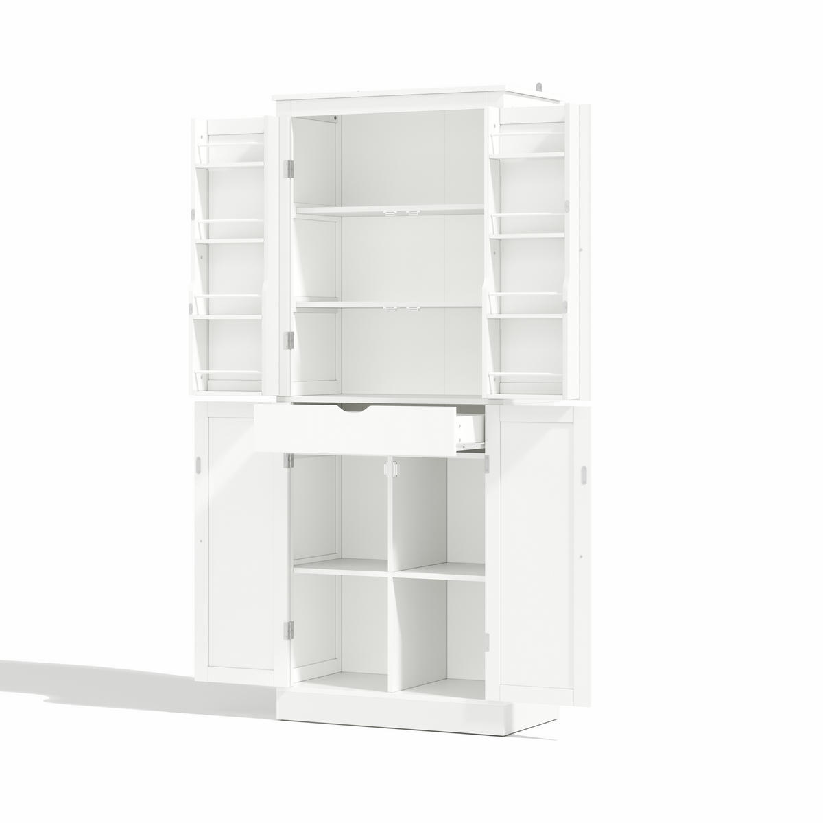 BUFFET 75/40/182 cm weiß aus MDF mit viel Stauraum - Weiß, Holzwerkstoff (75/180/40cm) - OKWISH