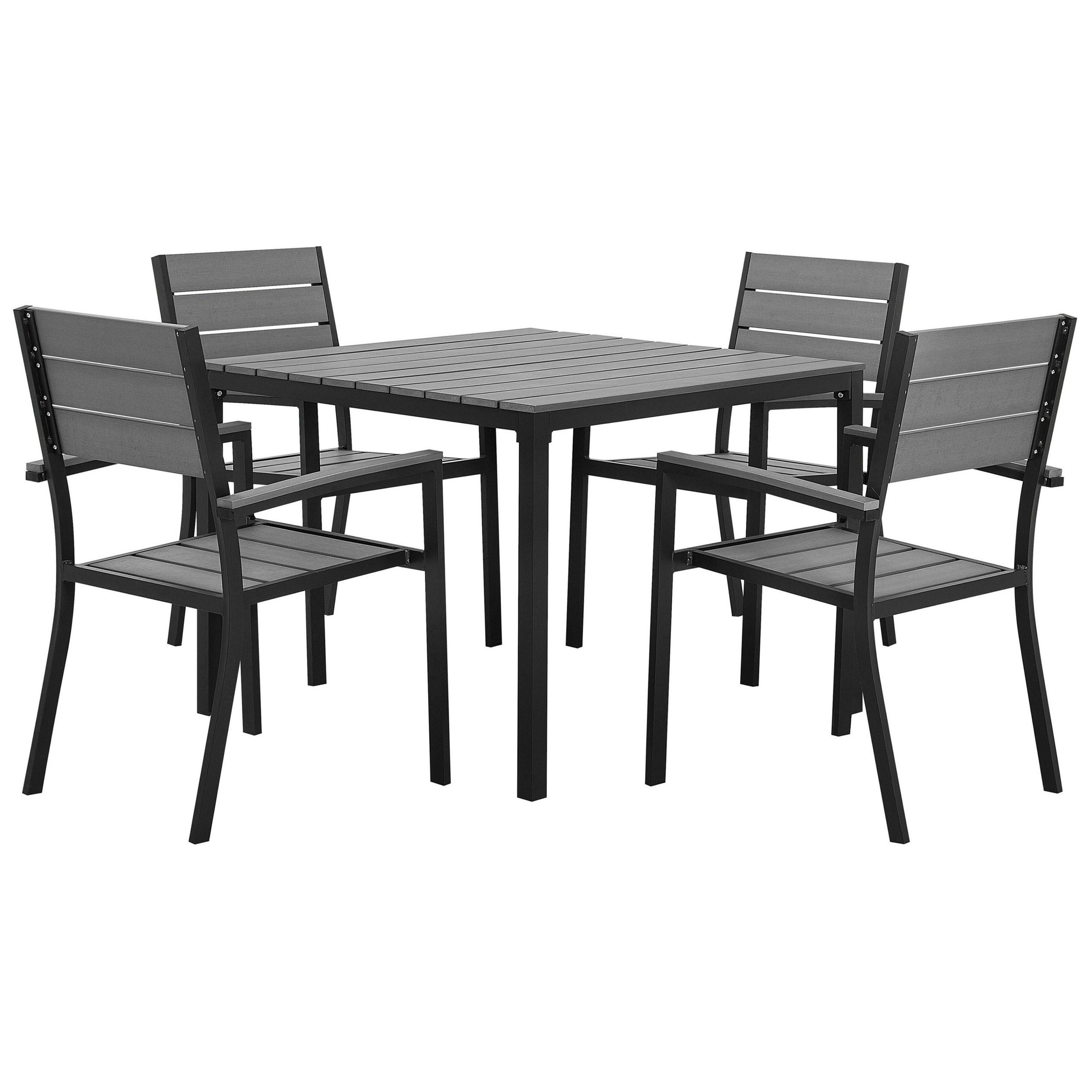 GARTENMÖBEL SET 4-Sitzer Kunstholz grau/schwarz Prato - Schwarz/Grau, Kunststoff - Beliani