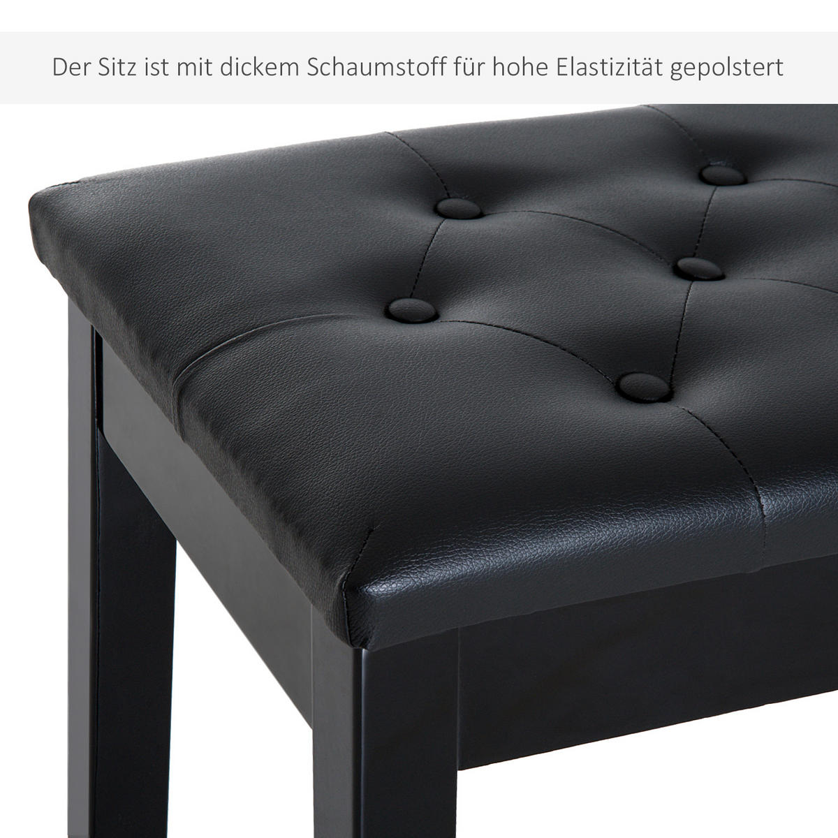 KLAVIERHOCKER, Klavierbank, Schwarz - Schwarz, Holz (36/50/76cm) - HOMCOM