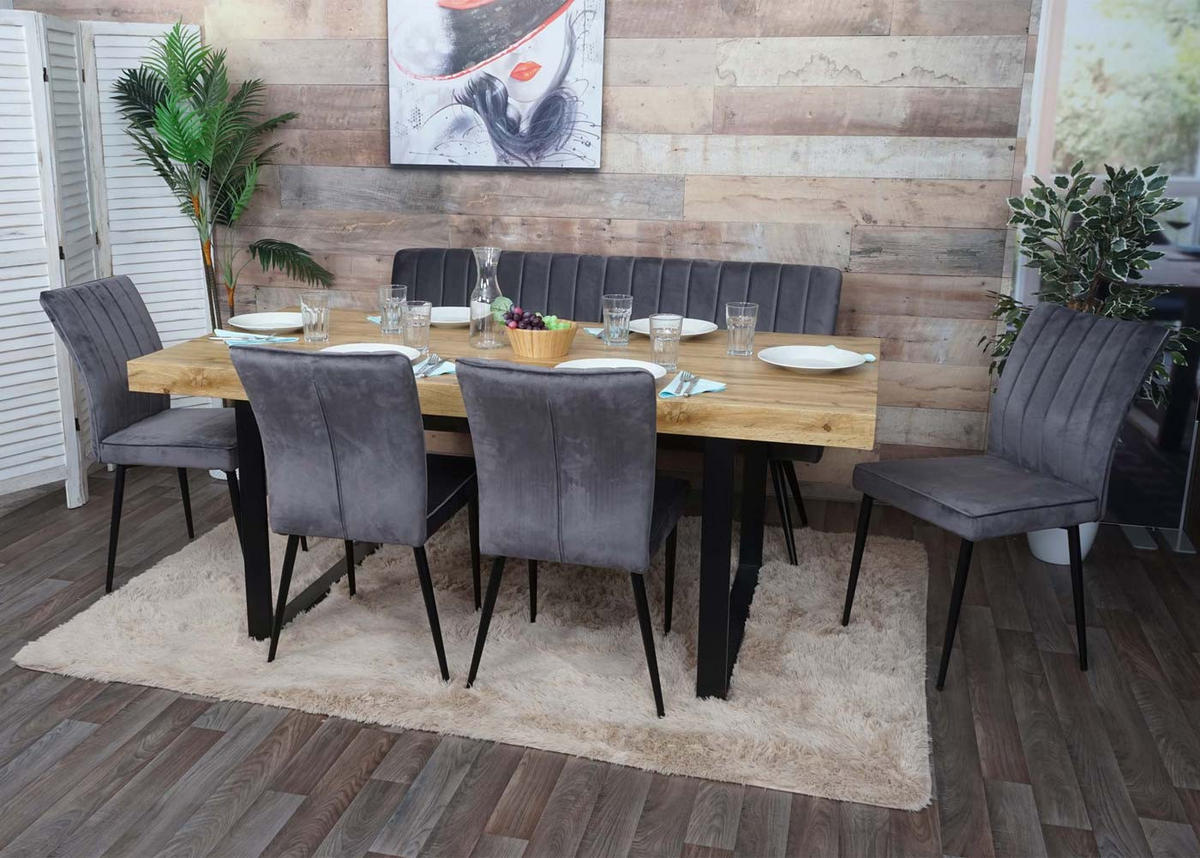 SITZBANK Hellgrau - Hellgrau, Metall (160/90/60cm) - MCW