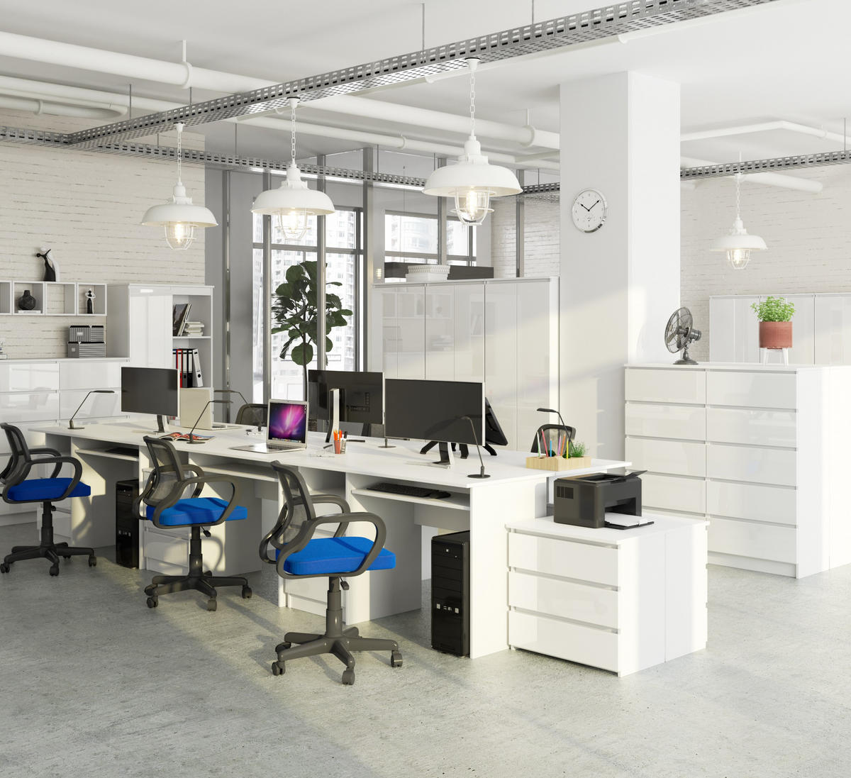 SCHREIBTISCH Weiß 77/135/60 - Weiß, Holzwerkstoff (60/135/77cm) - RAUMHIRSCH FURNITURE