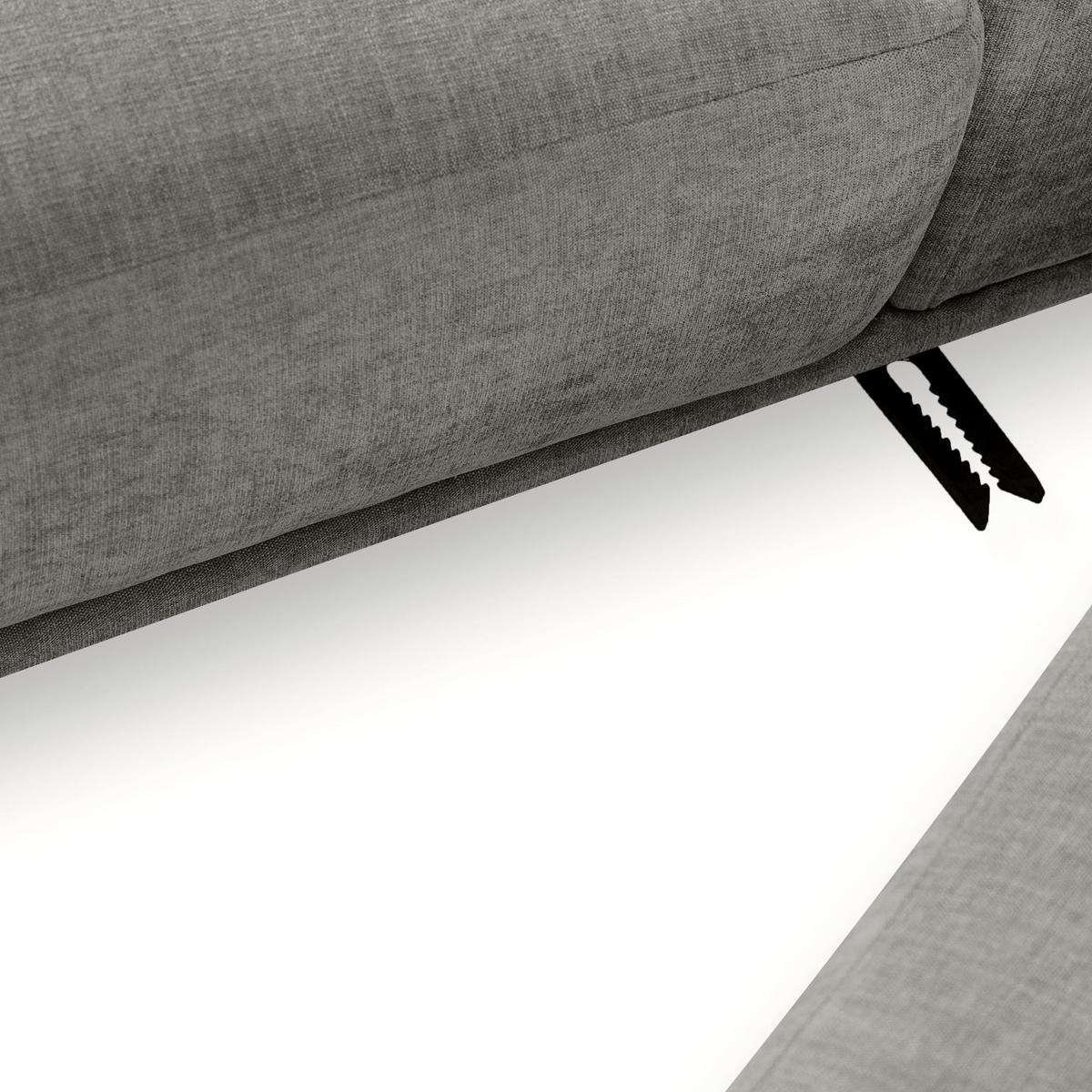 ECKSOFA-RECHTS FOSERO, Chenille-Stoff - Buchefarben/Grau, Holz/Holzwerkstoff (204/155cm) - KONSIMO®