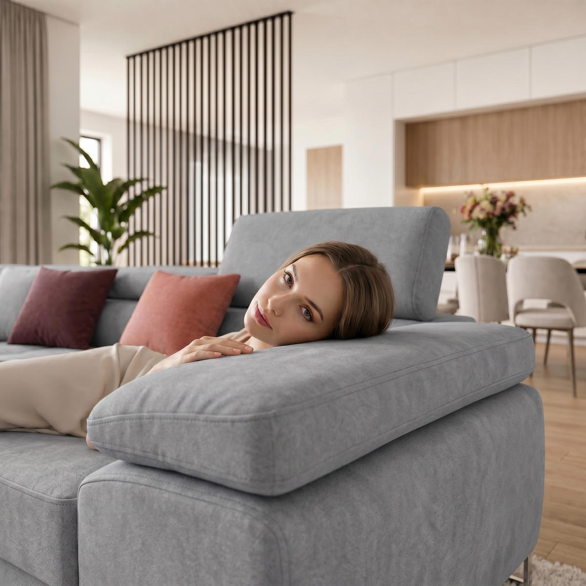 ECKSOFA WILD XXL Links mit Schlaffunktion 125x240 Velours Grau - Silberfarben/Grau, Holz/Textil (400/200cm) - Muffo