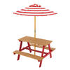 HOLZ-PICKNICKTISCH Kinder mit Sonnenschirm, Rot, 143cm - Rot, Holz - Teamson Kids