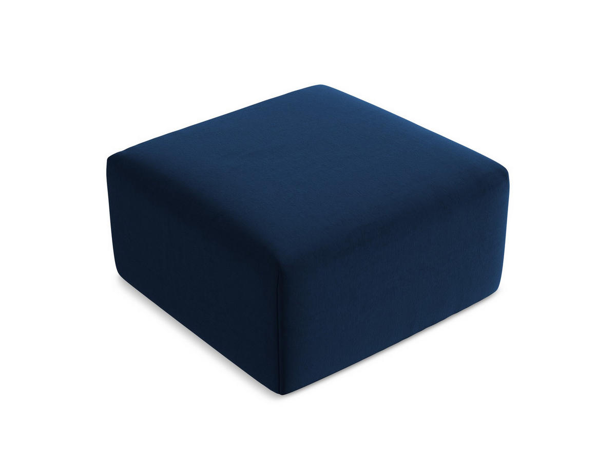 POUF Samt Stoff Blau - Türkis/Schwarz, Holzwerkstoff/Kunststoff (75/37/75cm) - Makamii