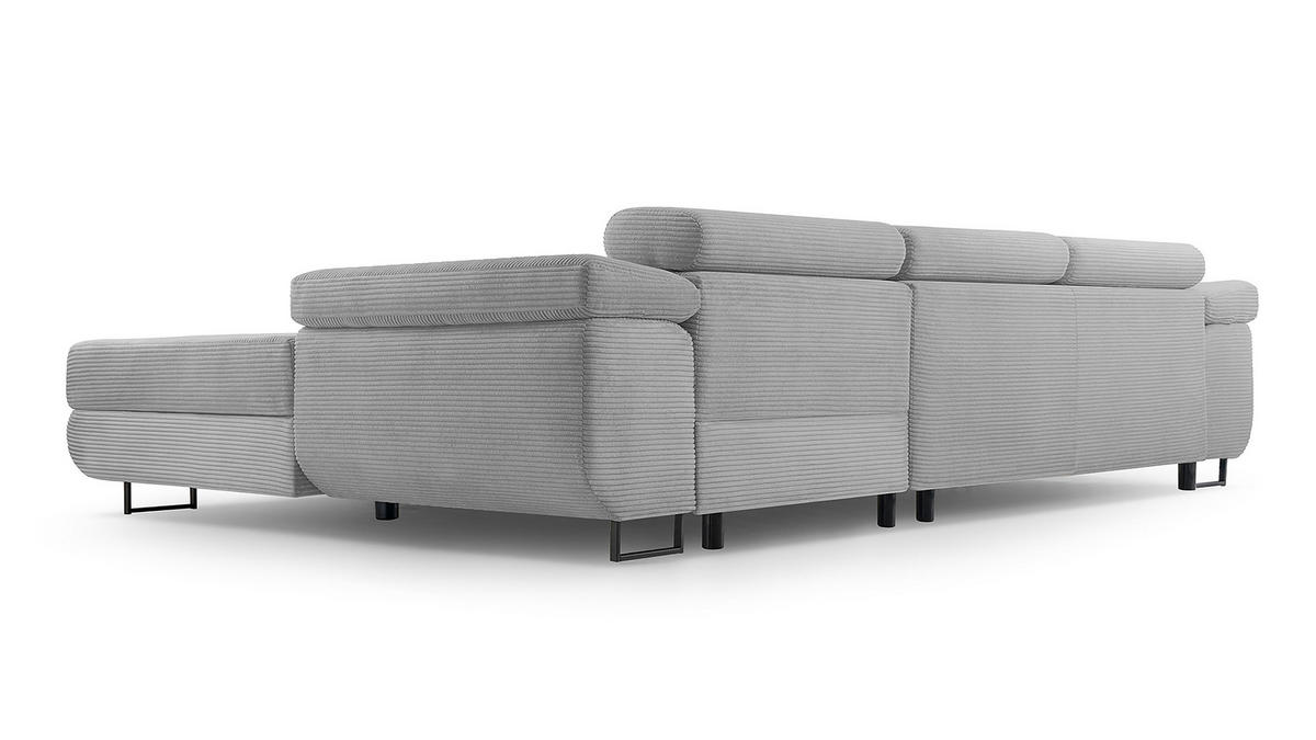 ECKSOFA L Form Arborio Hellgrau 280/203/90 cm Rechts mit Schlaffunktion - Hellgrau/Schwarz, Textil/Metall (280/203cm) - AX Living