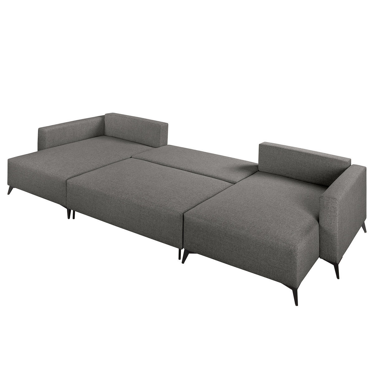 WOHNLANDSCHAFT - Anthrazit/Schwarz, Textil (382/81/148cm) - home24