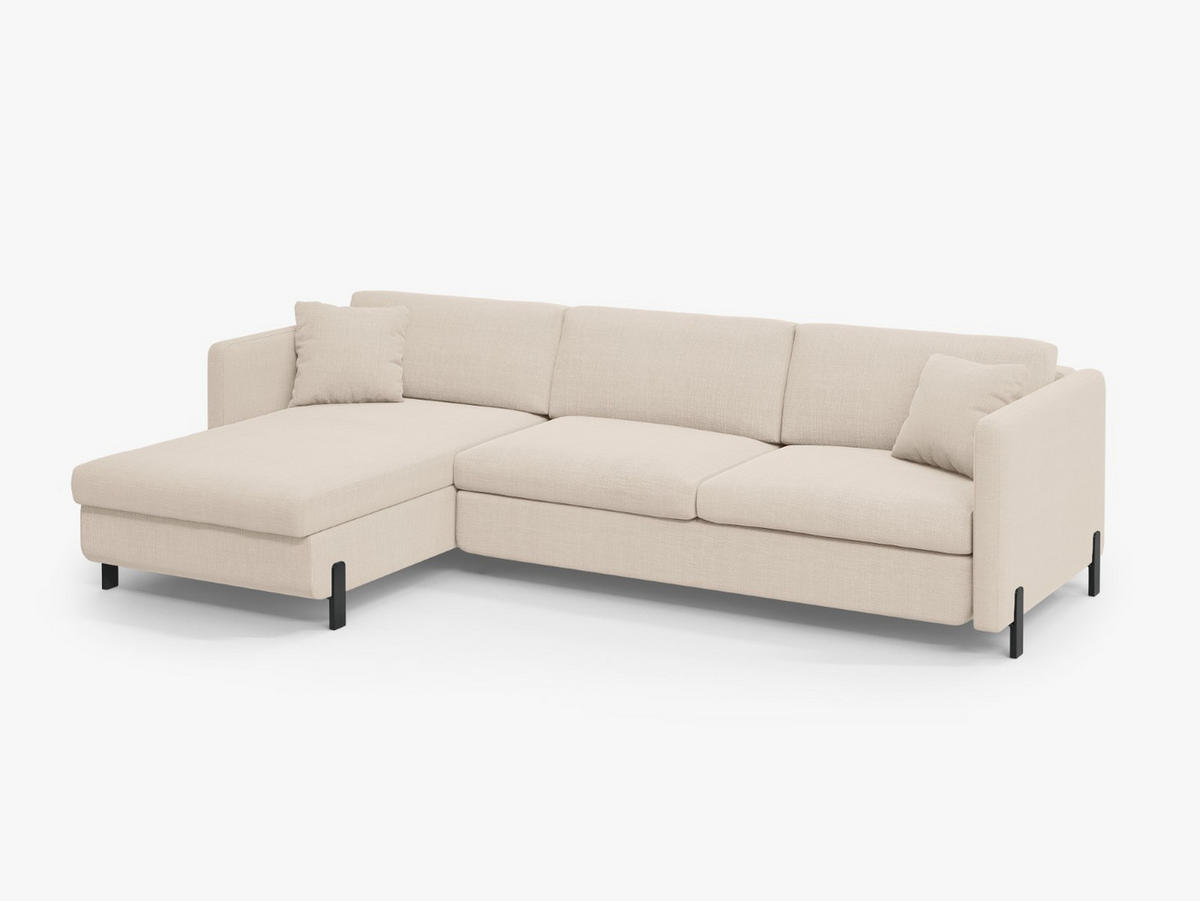 ECKSOFA ausklappbar links mit Container Gloria aus strukturiertem Stoff beige 5 Sitzplätze - Beige, Textil (170/280cm) - Micadoni