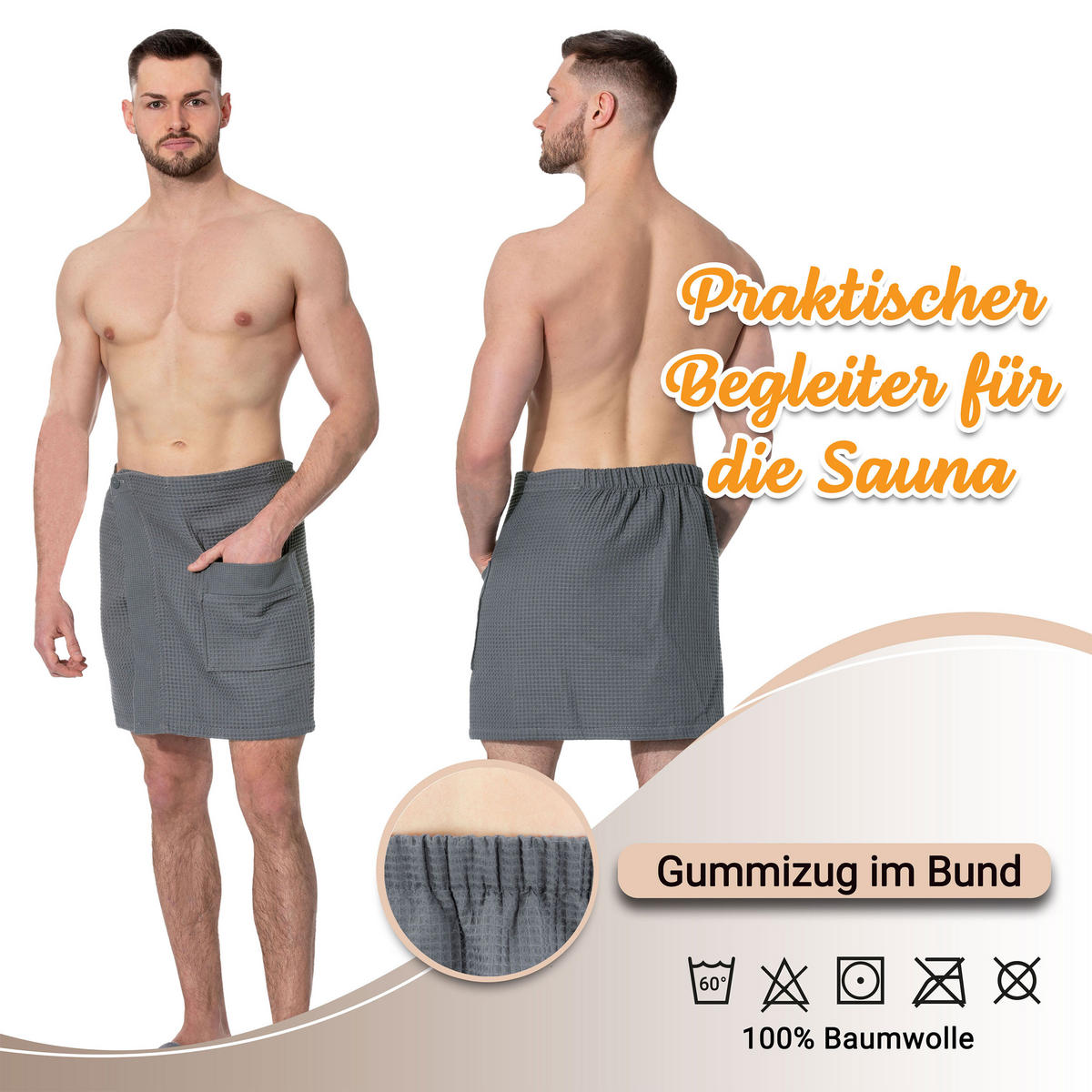 BADEMANTEL, Universalgröße, 100% Baumwolle, Grau - Anthrazit, Textil (Einheitsgrößecm) - Zollner