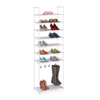 SCHUHREGAL - Weiß, Kunststoff/Textil (60/186/30cm) - Relaxdays