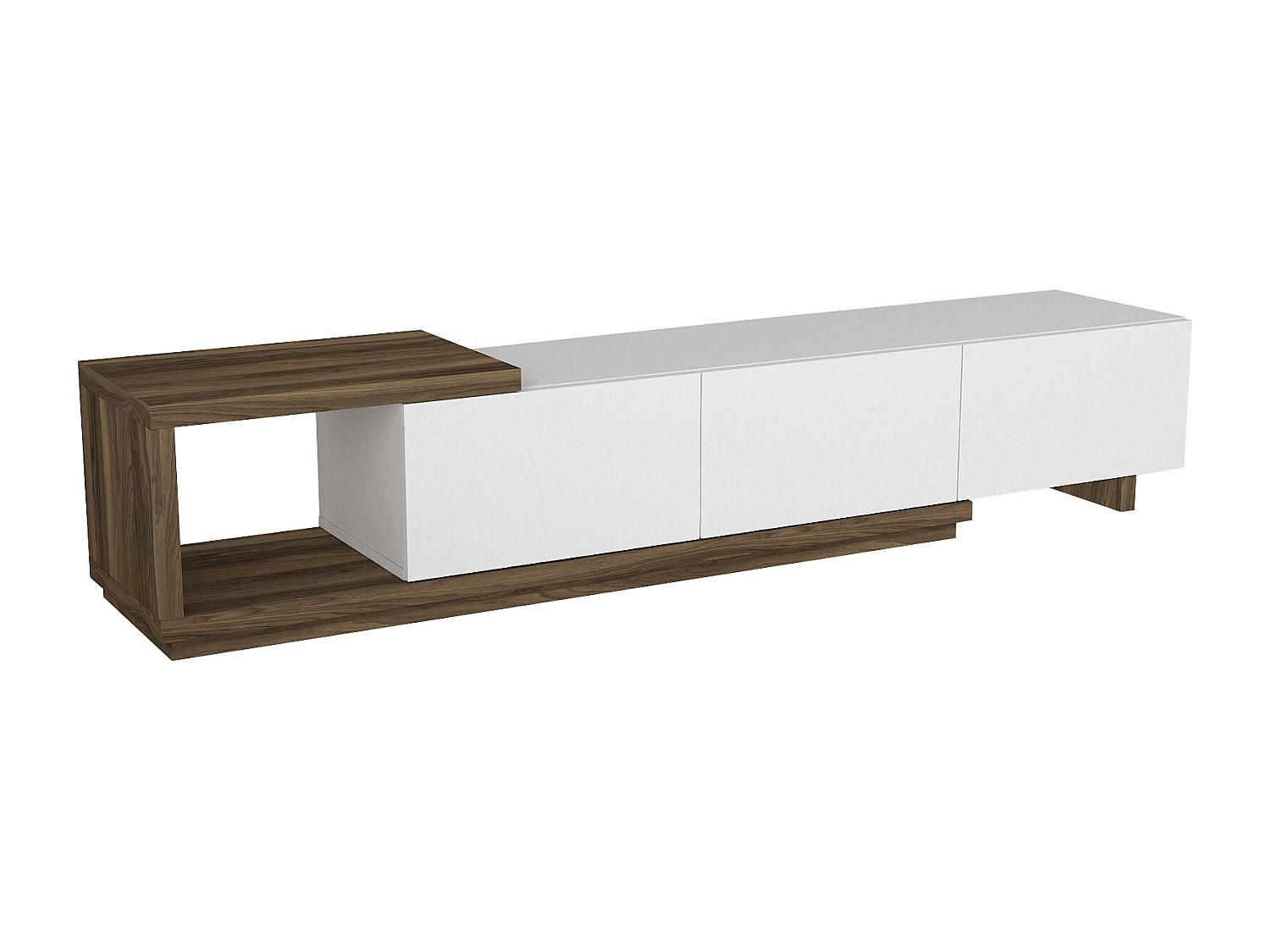 TV-BOARD - 200cm x 40cm - Holzspan - naturfarben hell, weiß - DUKIAN - Naturfarben, Holz (200/40/40cm) - Vente-Unique