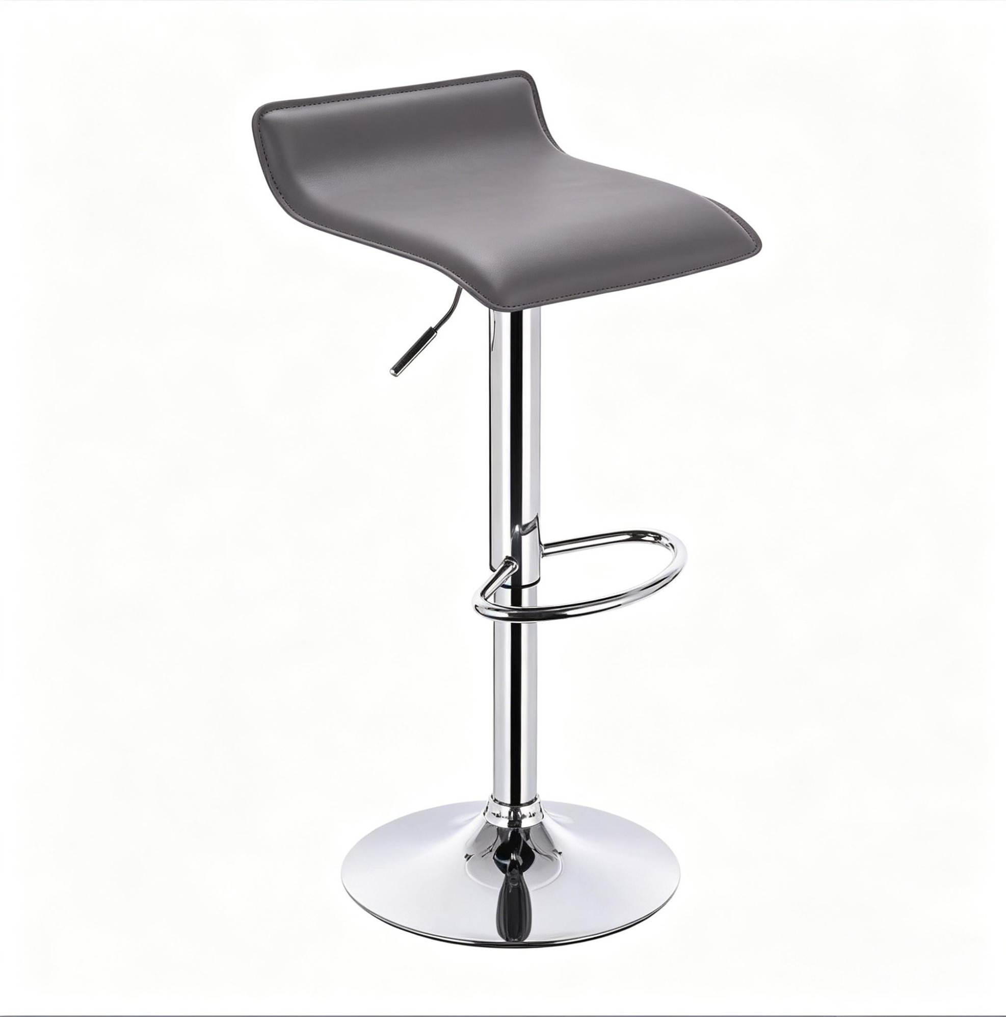 BARHOCKER höhenverstellbar drehbar ca. 62-84 cm Kunstleder Grau - Grau, Metall (39/84/38.5cm) - Meubliv