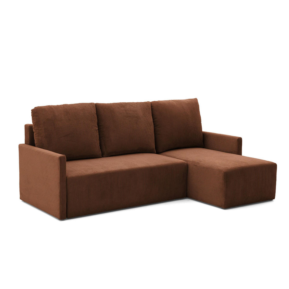 ECKSOFA GARDA L universell links/rechts montierbar mit Schlaffunktion 132x198 cm Cord Braun - Schwarz/Braun, Holz/Kunststoff (209/145cm) - NACANAPA
