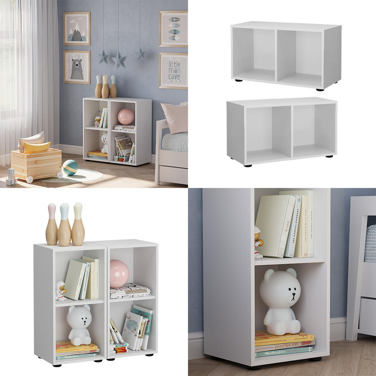 KINDERREGAL Estell Weiß 71 x 38.2 cm 2er-Set - Weiß, Holzwerkstoff (71/38.2/32.1cm) - Vicco