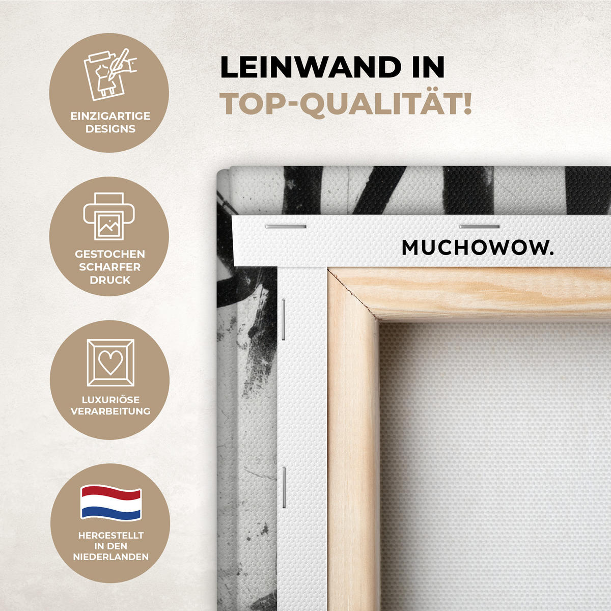 LEINWANDBILD Gesicht - Mund - Graffiti - Schwarz Room Decor 30x40 cm - Schwarz, Textil (30/40cm) - MuchoWow