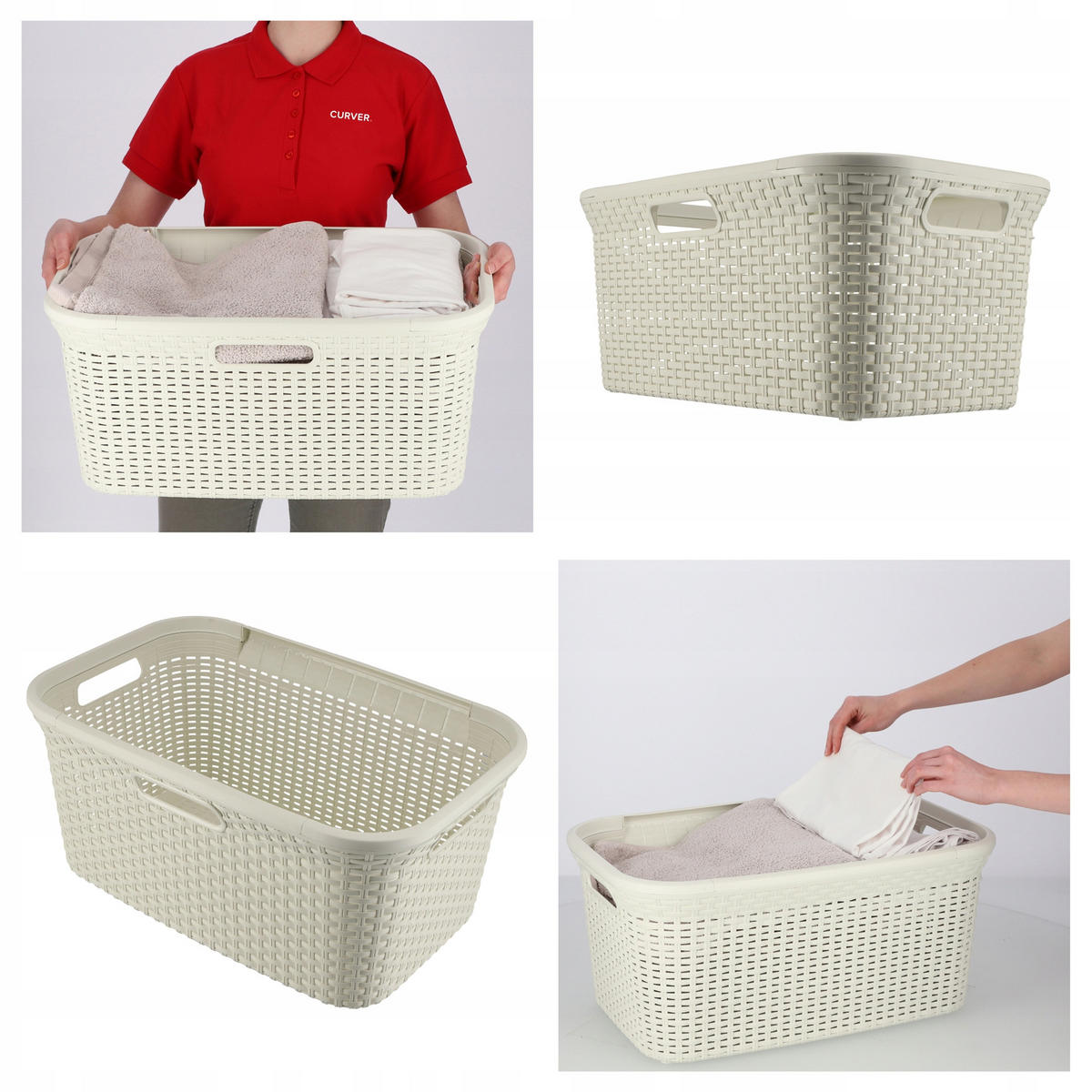WÄSCHEKORB 45L, Creme - Creme, Kunststoff (60/38cm) - KADAX