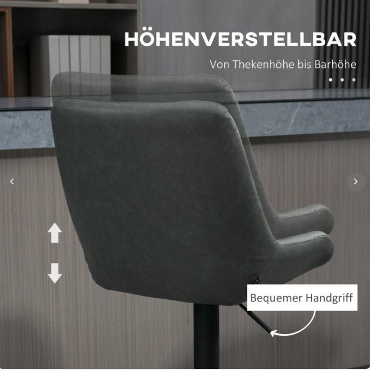 BARHOCKER höhenverstellbar 2er-Set Dark Gray - Dunkelgrau, Metall (59/117/51cm) - Meubliv
