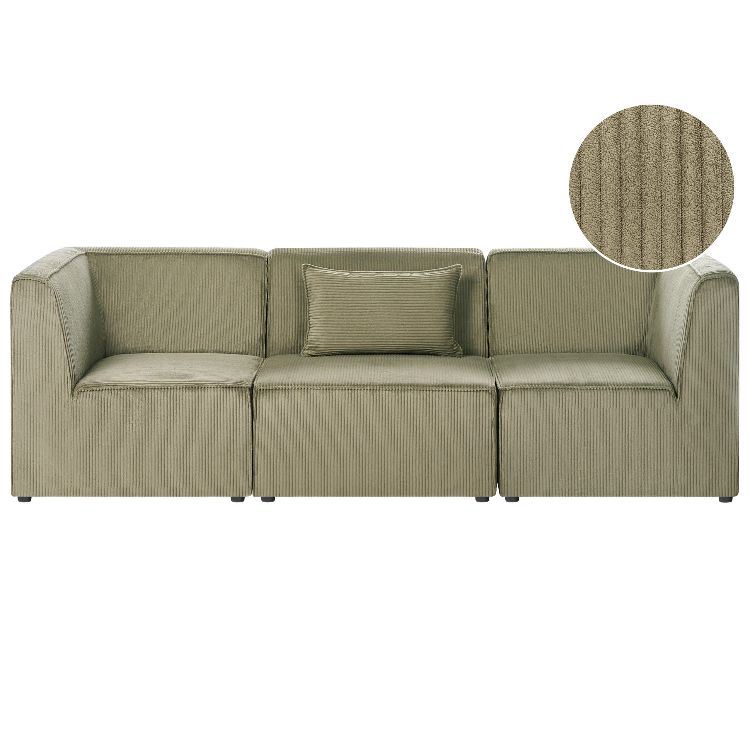 3-SITZER-SOFA Cord Dunkelgrün Lemvig - Grün, Textil (250/78/83cm) - Beliani