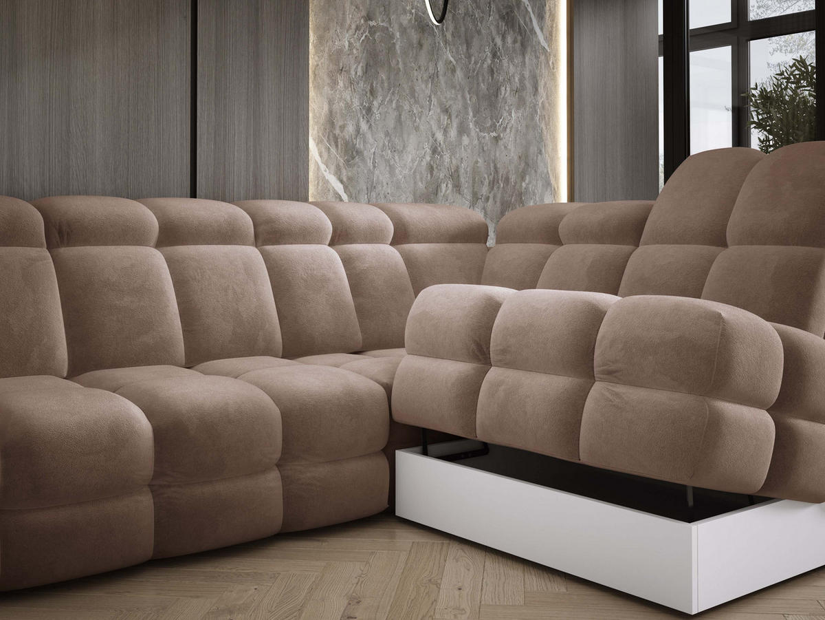 ECKSOFA TOLLO Salvador-stoff L-form 302x217x105 cm braun - Braun, Holz/Textil (217/302cm) - DomoHome