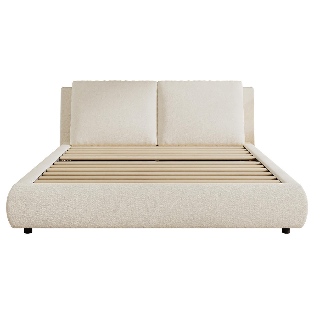 ČALOUNĚNÁ postel 180/200 cm s roštem a ergonomickým bouclé čelem, Béžová - béžová, textil (180/200cm) - Redom