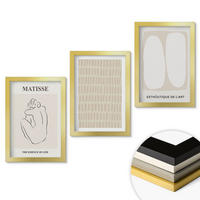 WANDBILDER 3er Set - 20x30 cm Goldrahmen - Linien, Formen, Beige, Weiß - Goldfarben, Kunststoff (20/30cm) - ArtPrintCave