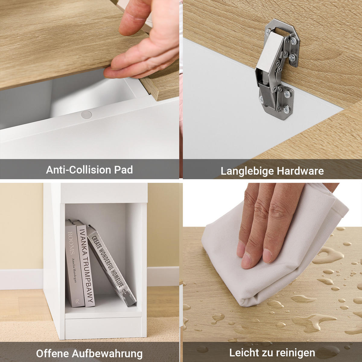 NACHTTISCH Weiß - Weiß, Holzwerkstoff (20/60/65cm) - SoBuy