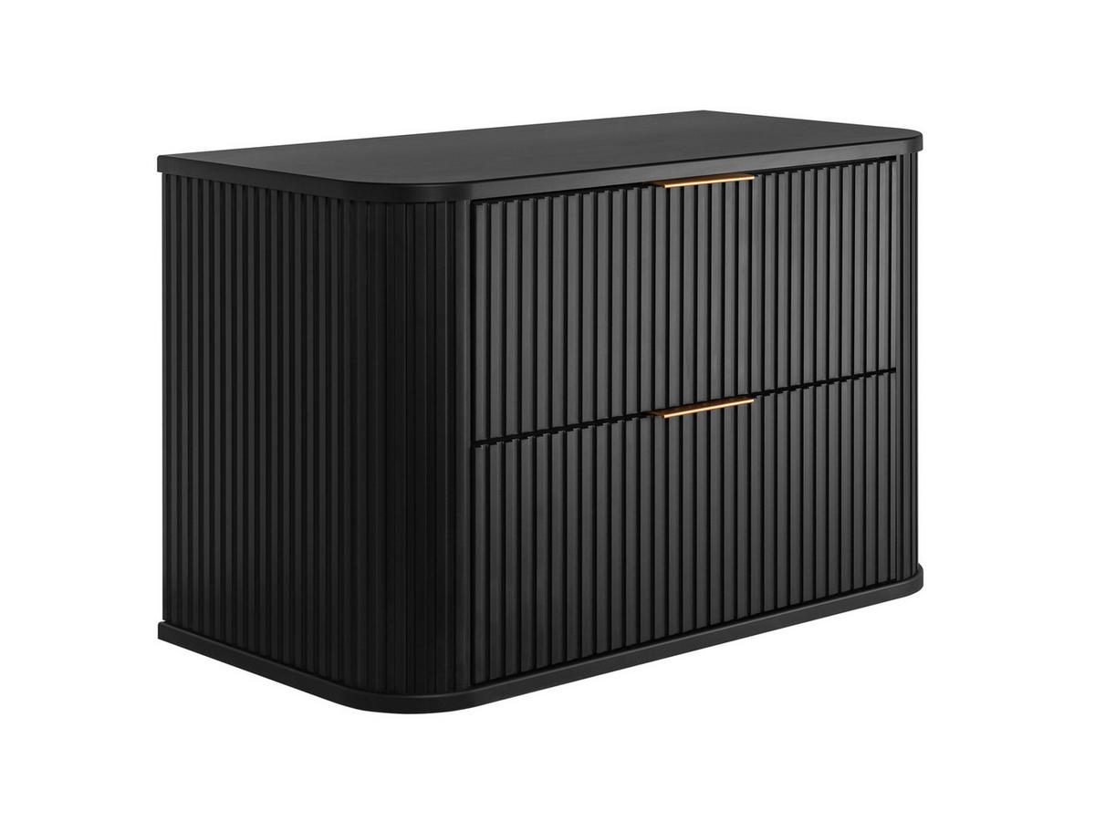 BADEZIMMERSCHRANK, Schwarz, 80,4 x 51,7 x 41,5 cm, Goldene Griffe - Goldfarben/Schwarz, Holzwerkstoff/Kunststoff (80.4/51.7/41.5cm) - 3XE LIVING
