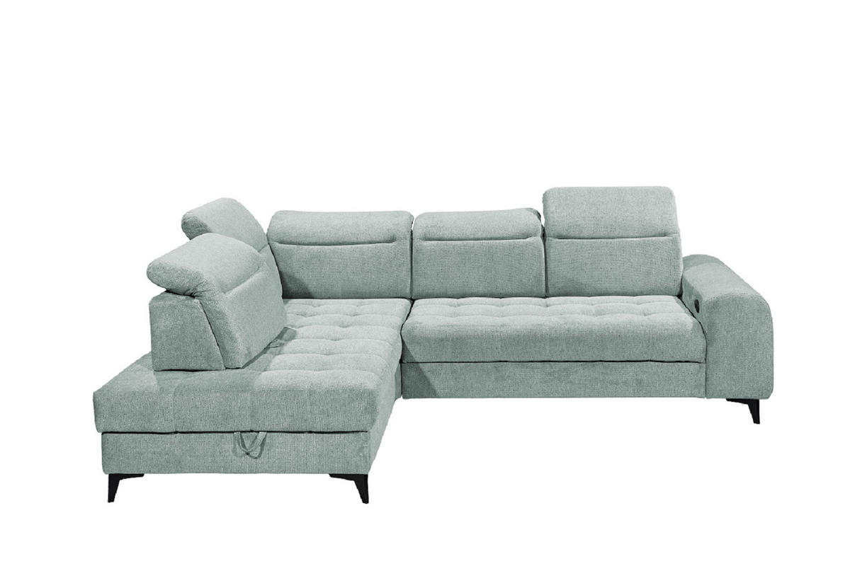 ECKSOFA mit elektrischer Sitztiefenverstellung - Hellblau, Kunststoff/Textil (282/200cm) - ed exciting design