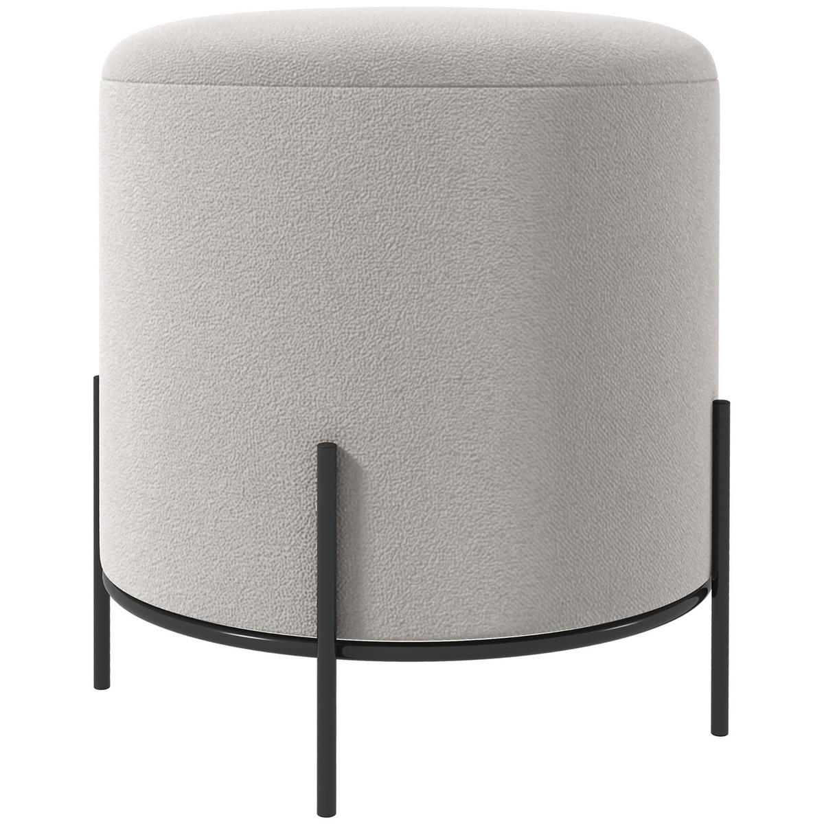 POUF DE-16375 Samtbezug mit Stahlbeinen Hellgrau - Hellgrau, Textil (35/38/35cm) - ComfortXL