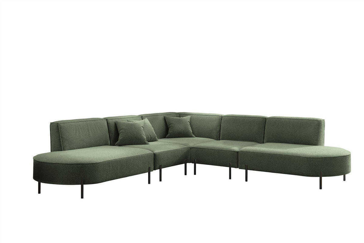 ECKSOFA Valencia - Grün, Holzwerkstoff/Textil (303/303cm) - Fun Möbel