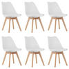STUHL DOZZA 6-er Set, Weiß Kissen aus Kunstleder - Weiß, Holz/Kunststoff (49/82/43cm) - Komodee