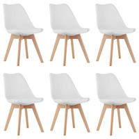 STUHL DOZZA 6-er Set, Weiß Kissen aus Kunstleder - Weiß, Holz/Kunststoff (49/82/43cm) - Komodee
