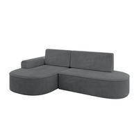 ECKSOFA mit Schlaffunktion und Bettkasten Ottomane Links MARI-L1-S - 283x167x85 cm Dunkelgrau Cord - Alufarben/Schwarz, Holzwerkstoff/Kunststoff (283/167cm) - ALTDECOR