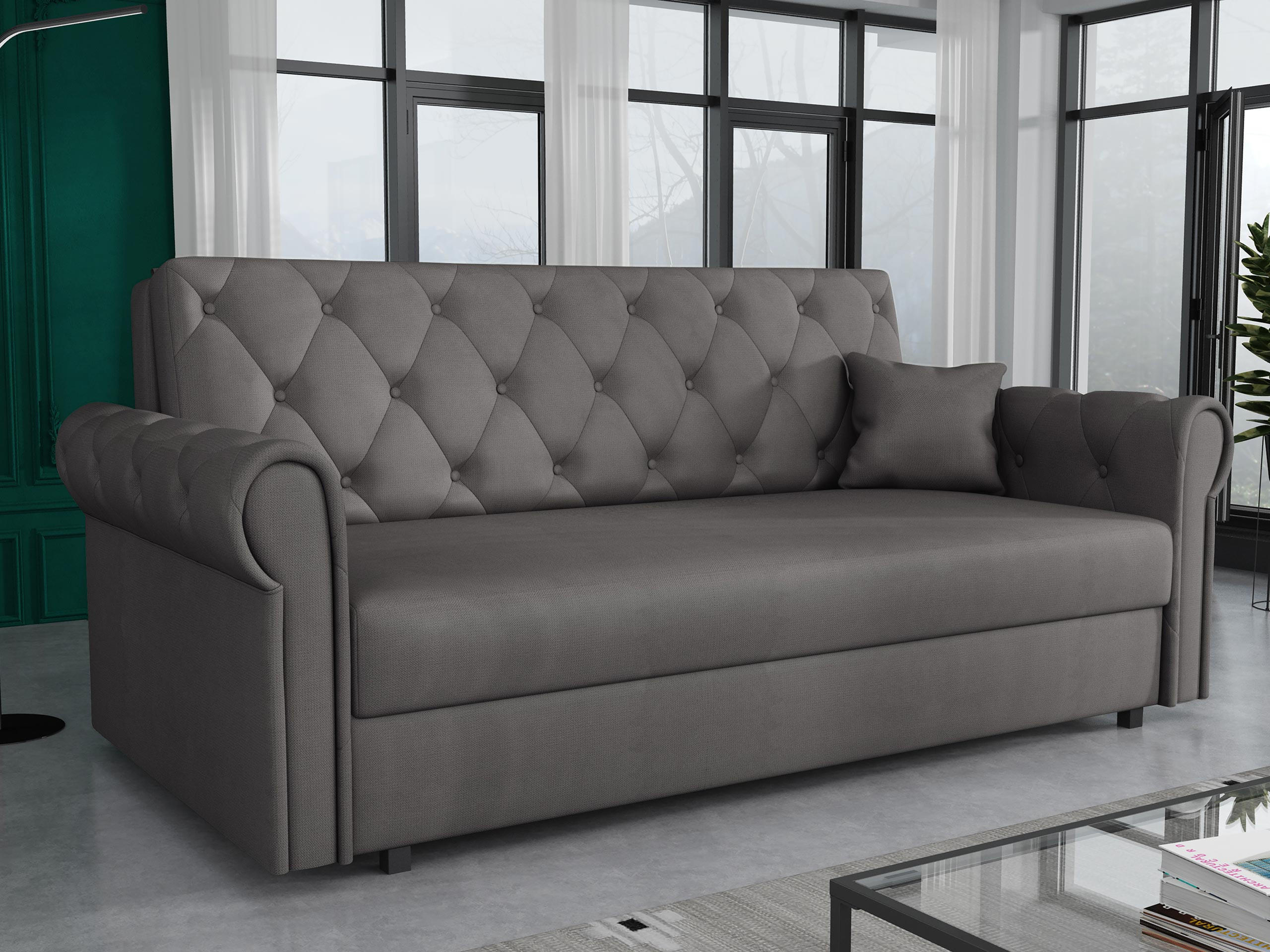 SCHLAFSOFA Viva Roma IV - Schwarz/Graphitfarben, Holz/Textil (188/85/98cm) - MIRJAN24