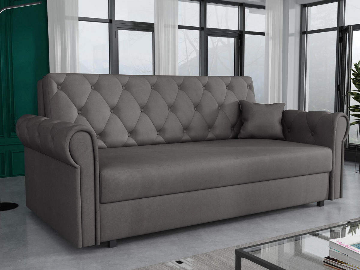 SCHLAFSOFA Viva Roma IV - Schwarz/Graphitfarben, Holz/Textil (188/85/98cm) - MIRJAN24