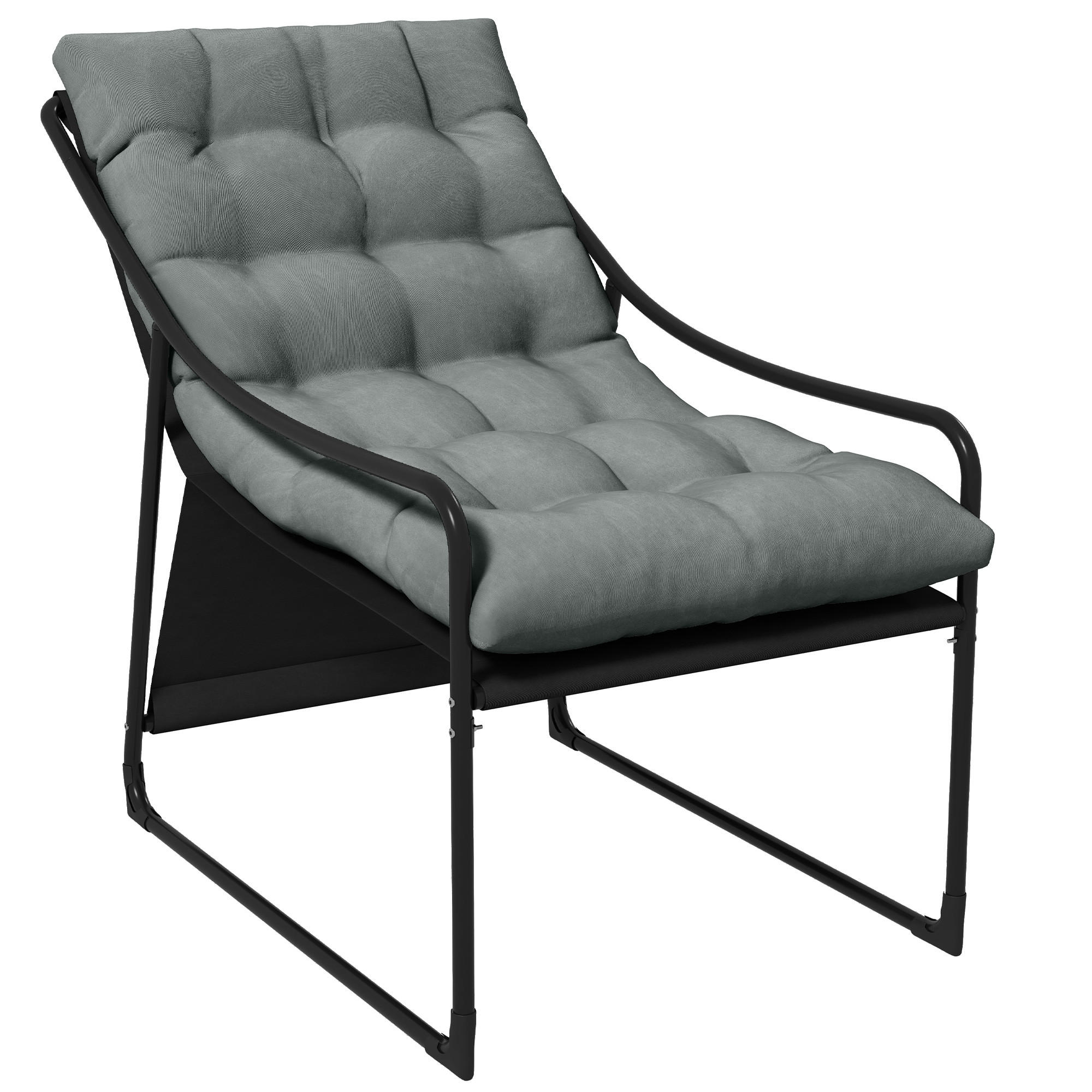 GARTENSESSEL, Stahl, Polyester, Grau - Grau, Metall (110/88/62cm) - Outsunny