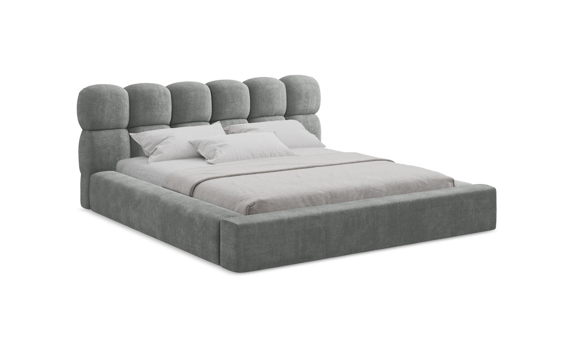 POLSTERBETT mit Bettkasten und Lattenrost 180x240 Grau - Schwarz/Grau, Kunststoff/Textil (140/200cm) - Makamii