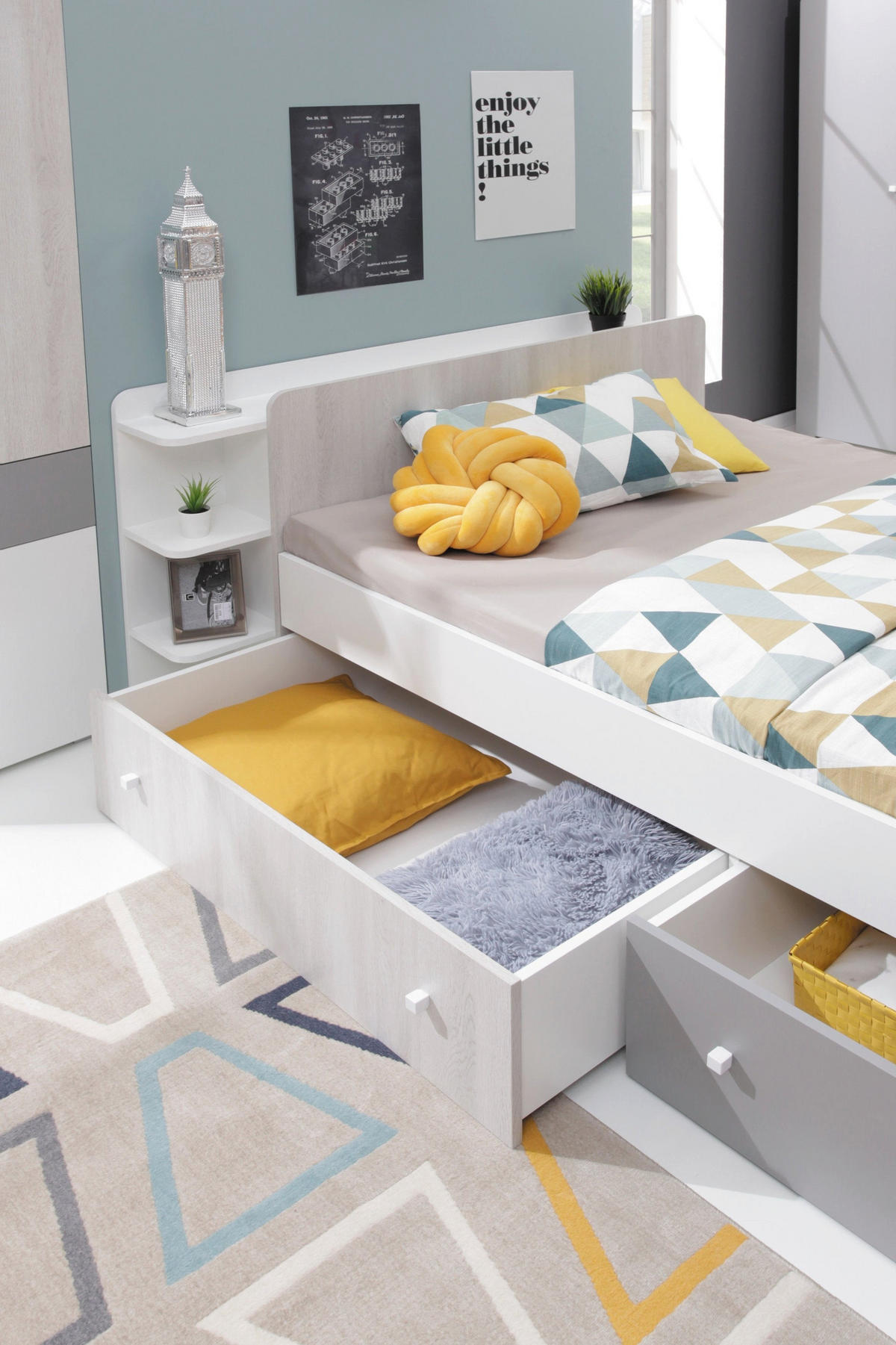 RAHMENBETT – 224 x 114 cm – COMO System – Grau - Grau, Holzwerkstoff - hi-markt