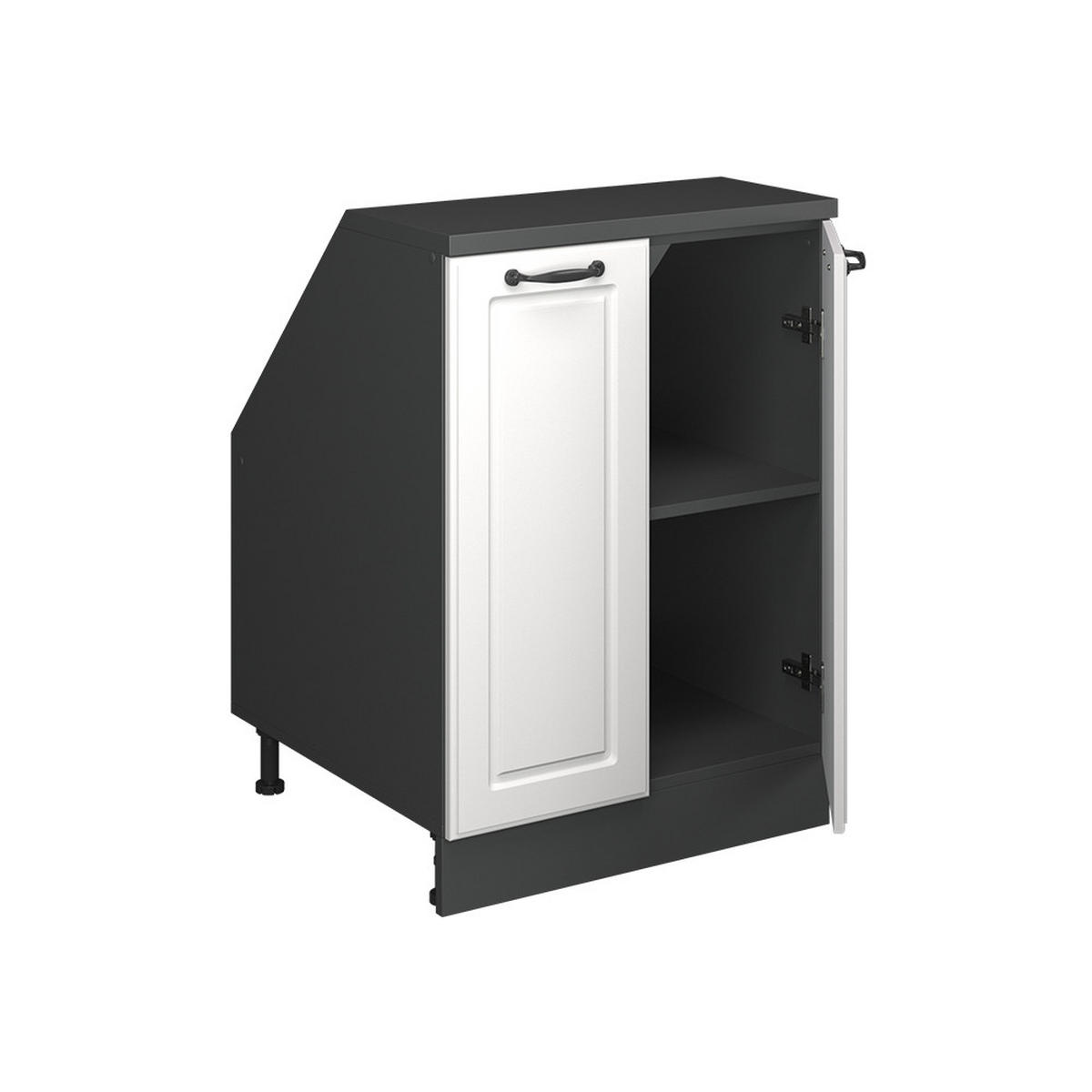 KUHINJSKI ORMAR ZA KOSINE KROVA R-Line Bijela Seoska 60 cm s 2 vrata, korpus ormara dubine 60 cm - bijela/antracit, drvni materijal (60/83.8/60cm) - Vicco