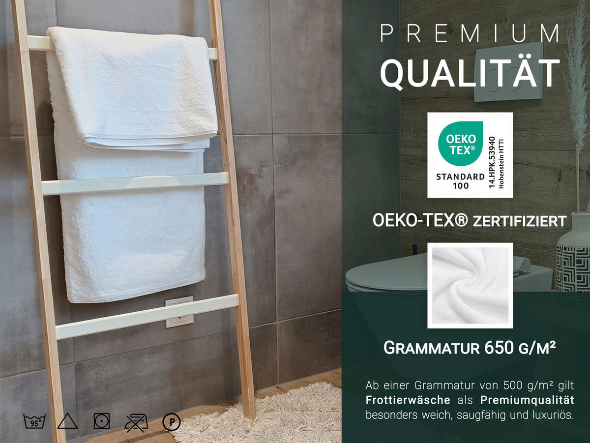 BADETUCH, 2er-Set, 100x150 cm, 100% Baumwolle, Weiß - Weiß, Textil (100/150cm) - Zollner