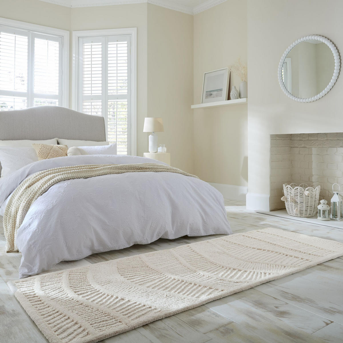 WOLLTEPPICH CARVE, abstrakt, Weiß, 80 x 230 cm - Beige, Textil (80/230cm) - KADIMA DESIGN