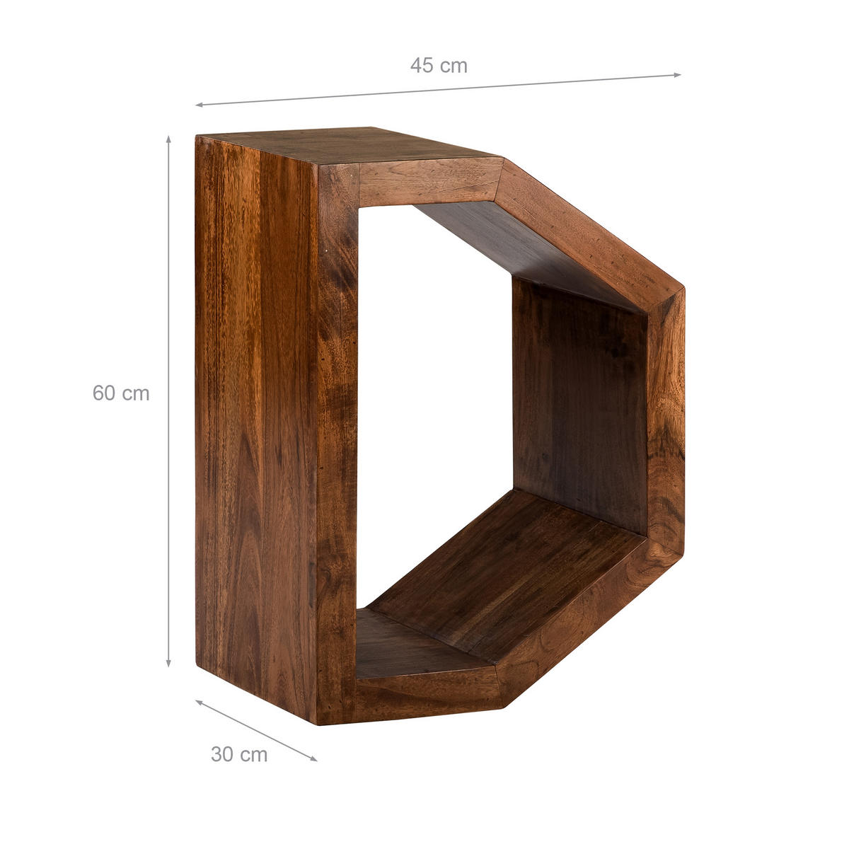 BEISTELLTISCH D-Form 60 cm Braun aus Akazienholz - Dunkelbraun, Holz (45/30/60cm) - WOMO-DESIGN