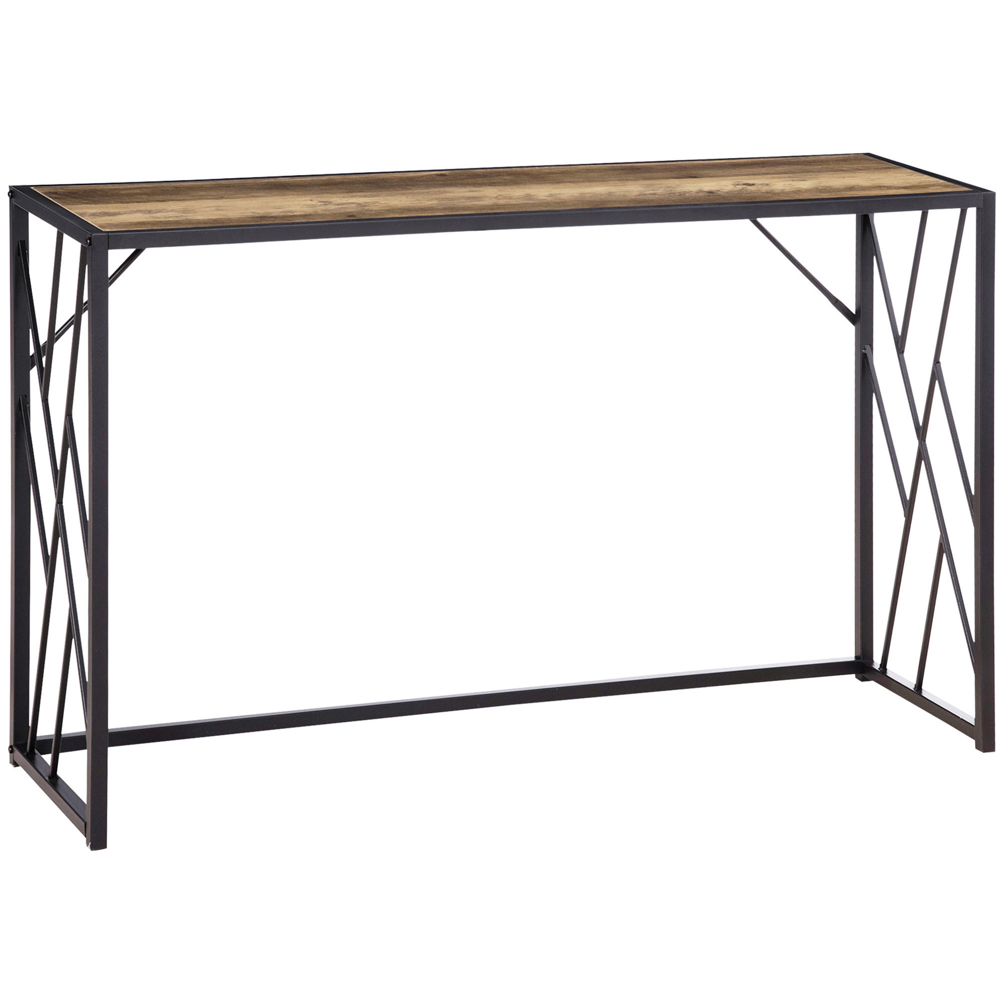 KONSOLENTISCH, Flurtisch mit Stahlbeine, 120 x 35 x 75 cm Braun - Braun, Metall (35/120/75cm) - HOMCOM