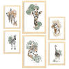 POSTER Set Mit 6 Dschungeltier Größe A3 & A4 Rahmen aus hellem Holz - Beige, Papier (29.7/1cm) - Nacnic