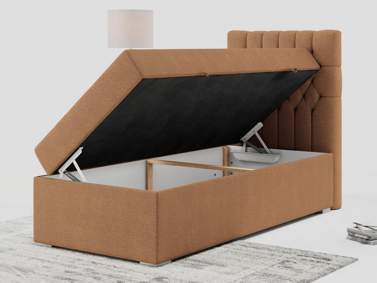 BOXBETT PERA 90/200 Orange Struktur - H3 - Rechts Seite - Orange, Holz/Textil (90/200cm) - MKS