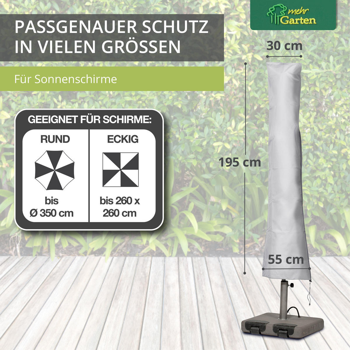 SCHUTZHÜLLE für Sonnenschirme SHP-60170 - Grau, Kunststoff (55/195/1cm) - mehr Garten