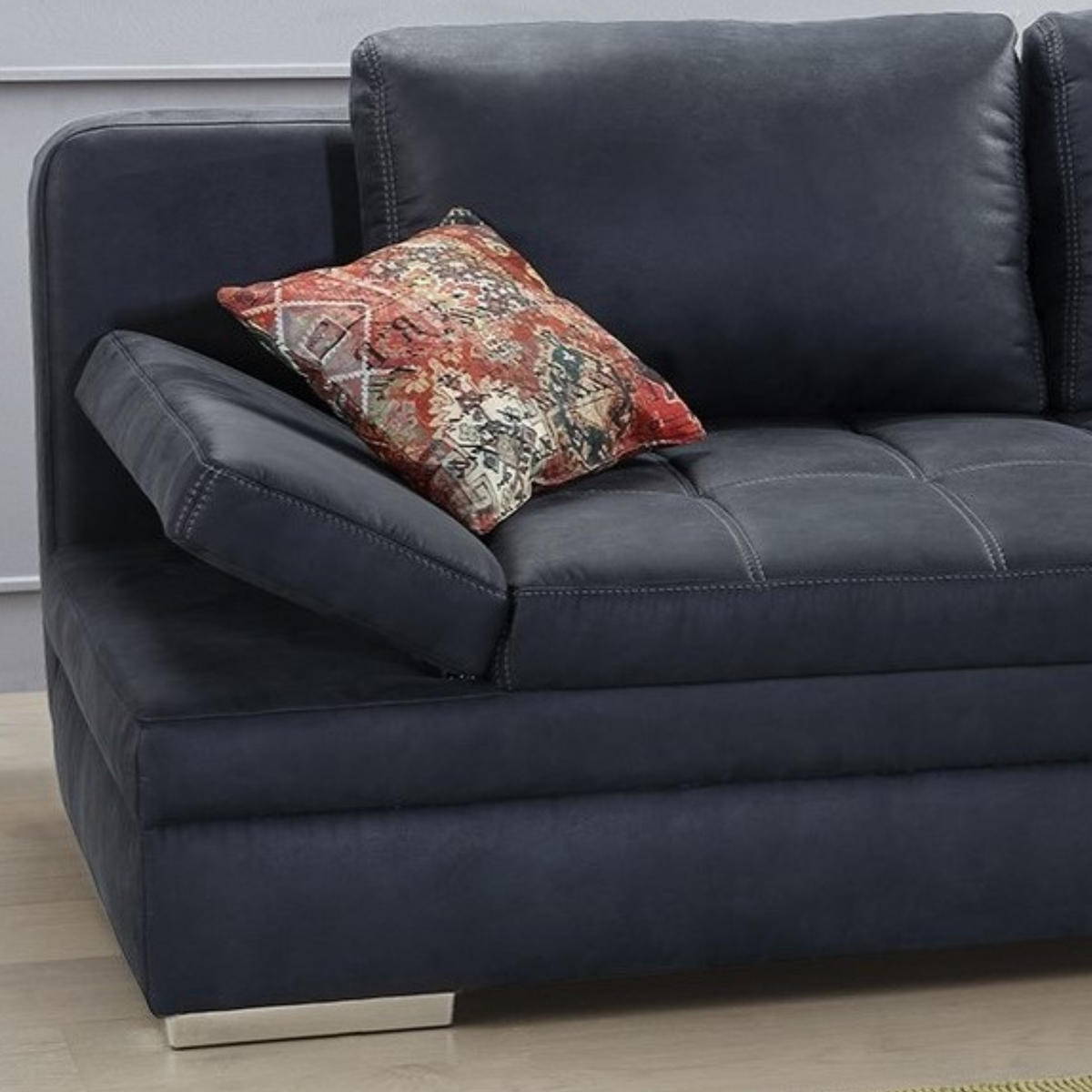SCHLAFSOFA mit Bettkasten, Wellenfederung, Armlehnen verstellbar B200/T100/H84 cm, Liegefl.148x200 cm, Antikleder-Optik Mikrofaser Anthrazit / 15118 - Chromfarben/Anthrazit, Textil/Metall (200/84/100cm) - luma-home